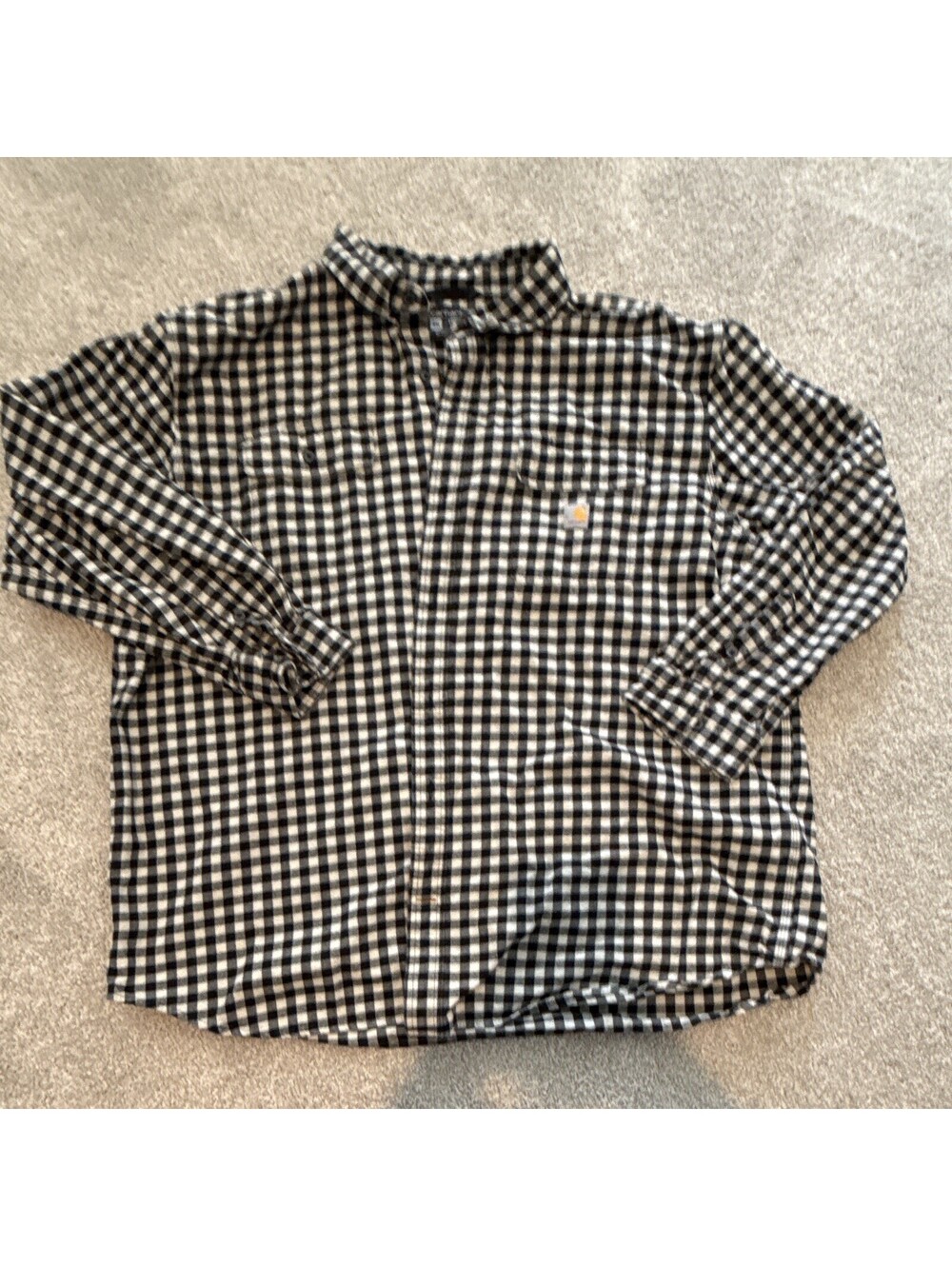 Carhartt Loose Fit Check Flannel Black/White Button-Up Shirt 3XL TW4451-M